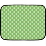 Polka Dots - White on Dollar Bill Green Double Sided Fleece Blanket (Mini)