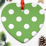 Polka Dots - White on Dollar Bill Green Heart Ornament (Two Sides)