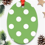 Polka Dots - White on Dollar Bill Green Oval Ornament (Two Sides)