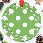 Polka Dots - White on Dollar Bill Green Ornament (Round Filigree)