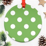 Polka Dots - White on Dollar Bill Green Ornament (Round)