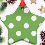 Polka Dots - White on Dollar Bill Green Star Ornament (Two Sides)
