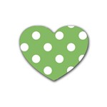 Polka Dots - White on Dollar Bill Green Heart Coaster (4 pack)
