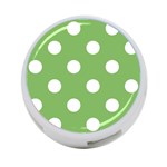 Polka Dots - White on Dollar Bill Green 4-Port USB Hub (Two Sides)