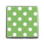 Polka Dots - White on Dollar Bill Green Memory Card Reader (Square)