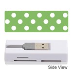 Polka Dots - White on Dollar Bill Green Memory Card Reader (Stick)