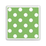 Polka Dots - White on Dollar Bill Green Memory Card Reader with Storage (Square)