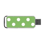 Polka Dots - White on Dollar Bill Green Portable USB Flash (One Side)