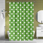 Polka Dots - White on Dollar Bill Green Shower Curtain 48  x 72  (Small)