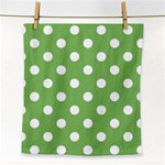 Polka Dots - White on Dollar Bill Green Face Towel