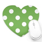 Polka Dots - White on Dollar Bill Green Heart Mousepad