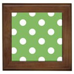 Polka Dots - White on Dollar Bill Green Framed Tile