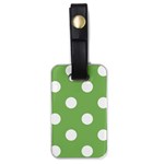 Polka Dots - White on Dollar Bill Green Luggage Tag (One Side)