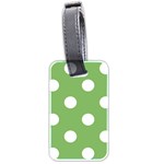 Polka Dots - White on Dollar Bill Green Luggage Tag (Two Sides)