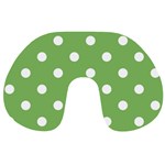 Polka Dots - White on Dollar Bill Green Travel Neck Pillow
