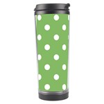 Polka Dots - White on Dollar Bill Green Travel Tumbler