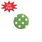 Polka Dots - White on Dollar Bill Green 1  Mini Magnet (100 pack)