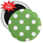 Polka Dots - White on Dollar Bill Green 3  Magnet (10 pack)