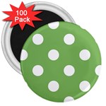 Polka Dots - White on Dollar Bill Green 3  Magnet (100 pack)