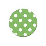 Polka Dots - White on Dollar Bill Green Magnet 3  (Round)