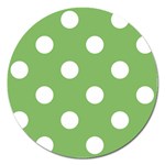 Polka Dots - White on Dollar Bill Green Magnet 5  (Round)