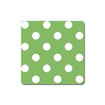 Polka Dots - White on Dollar Bill Green Magnet (Square)