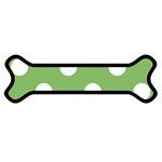Polka Dots - White on Dollar Bill Green Magnet (Dog Bone)