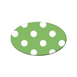 Polka Dots - White on Dollar Bill Green Sticker (Oval)