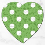 Polka Dots - White on Dollar Bill Green Jigsaw Puzzle (Heart)