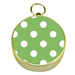 Polka Dots - White on Dollar Bill Green Gold Compass