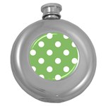 Polka Dots - White on Dollar Bill Green Hip Flask (5 oz)
