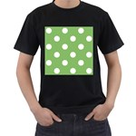 Polka Dots - White on Dollar Bill Green Men s T-Shirt (Black)