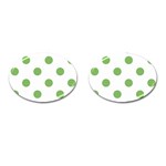 Polka Dots - Dollar Bill Green on White Cufflinks (Oval)