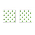 Polka Dots - Dollar Bill Green on White Cufflinks (Square)