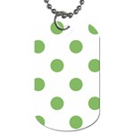 Polka Dots - Dollar Bill Green on White Dog Tag (Two Sides)