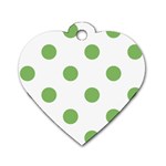 Polka Dots - Dollar Bill Green on White Dog Tag Heart (Two Sides)