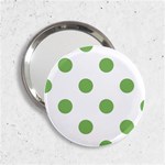 Polka Dots - Dollar Bill Green on White 2.25  Handbag Mirror