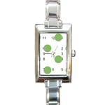 Polka Dots - Dollar Bill Green on White Rectangle Italian Charm Watch