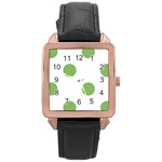 Polka Dots - Dollar Bill Green on White Rose Gold Leather Watch