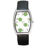 Polka Dots - Dollar Bill Green on White Barrel Style Metal Watch