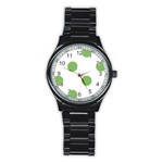 Polka Dots - Dollar Bill Green on White Stainless Steel Round Watch
