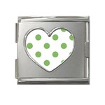 Polka Dots - Dollar Bill Green on White Mega Link Heart Italian Charm (18mm)