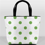 Polka Dots - Dollar Bill Green on White Bucket Bag