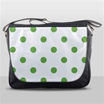 Polka Dots - Dollar Bill Green on White Messenger Bag