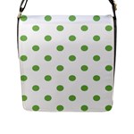 Polka Dots - Dollar Bill Green on White Flap Closure Messenger Bag (L)
