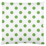 Polka Dots - Dollar Bill Green on White Large Flano Cushion Case (One Side)