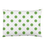 Polka Dots - Dollar Bill Green on White Pillow Case (One Side)