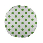 Polka Dots - Dollar Bill Green on White Standard 15  Premium Flano Round Cushion
