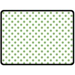 Polka Dots - Dollar Bill Green on White Fleece Blanket (Large) (One Side)