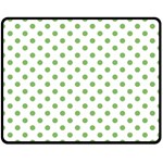 Polka Dots - Dollar Bill Green on White Double Sided Fleece Blanket (Medium) (Two Sides)
